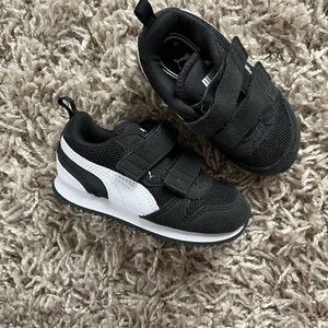 Puma Kids Black and White Velcro Sneakers
